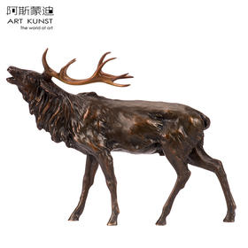 【6F】青铜家居饰品工艺品招财鹿一路平安鹿办公室装饰摆件乔迁新居礼物