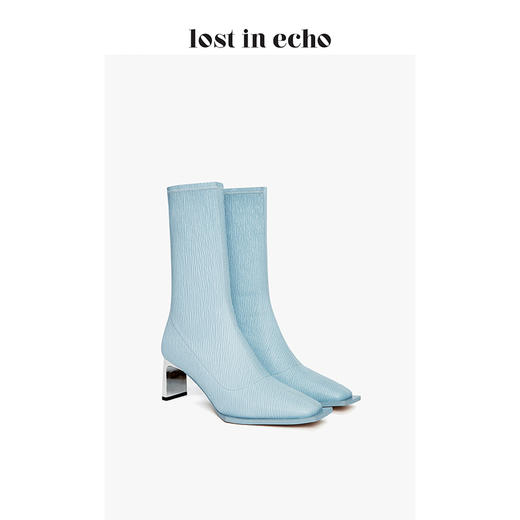 lost in echo X JACQUES WEI 联名款小方头几何沿条弹力短靴 商品图3