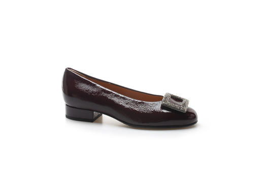 豪麟名鞋奥莱进口迪嘉女鞋皮鞋牛移膜革V200P酒红色  原价3660元 商品图0