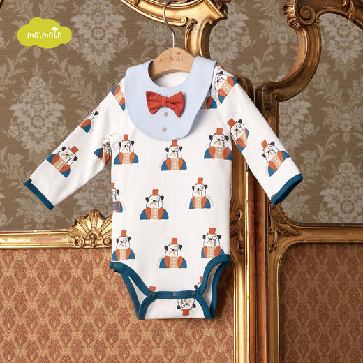 【尺码偏小请拍大一码】moimoln小云朵童装2021秋季新款男女宝三角爬服新生儿可爱连身衣LQF1NZBU08 商品图0