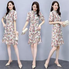 HRYZ7096 舒适时尚潮流连衣裙短袖2021年夏季中长款个性优雅