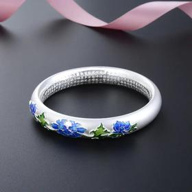 DNF-足银s999纯银手环手饰民族风景泰蓝心经素银磨砂手镯