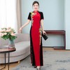HT5510时尚长款短袖醋酸缎旗袍裙 商品缩略图3