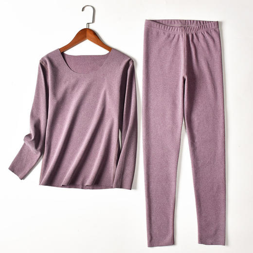 【服饰鞋包】德绒双面磨毛无痕保暖内衣套装女冬季加绒发热纤维秋衣3倍亲肤 商品图1