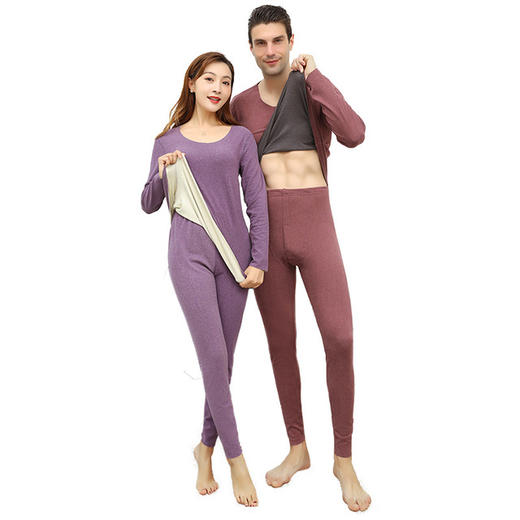 【服饰鞋包】德绒保暖内衣加绒情侣套装女秋冬中青年秋衣秋裤防寒修身内衣 商品图4