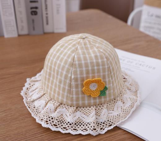 【母婴 】宝宝婴儿帽子春季薄款男童女童渔夫帽遮阳防晒花边格子太阳花盆帽 商品图3