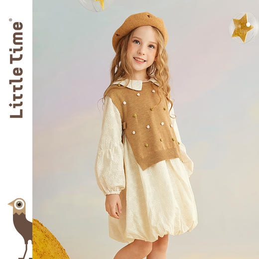 littletime女童绣花连衣裙秋装2021新款法式长袖春秋儿童公主裙子 商品图2