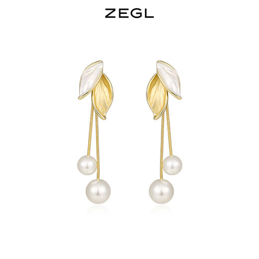 ZEGL森系叶子耳钉女夏气质流苏耳环2021年新款925银针耳饰高级感 商品图1