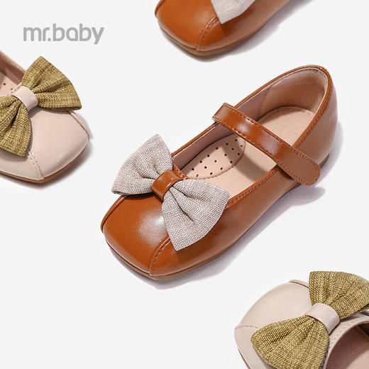 mrbaby女童皮鞋复古方头蝴蝶结单鞋2021秋季新款学院风儿童休闲鞋 商品图1