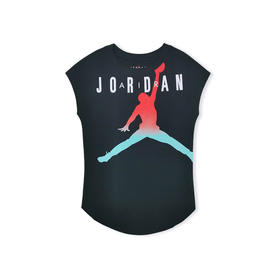 AIR JORDAN乔丹AJ童装夏女童炫彩logo纯棉短袖T恤JD2022016