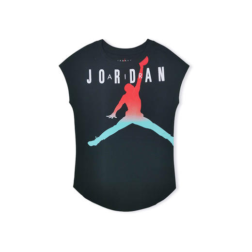 AIR JORDAN乔丹AJ童装夏女童炫彩logo纯棉短袖T恤JD2022016 商品图0