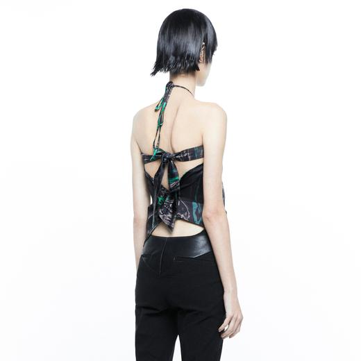 24ans silk printing kerchief 印花不对称吊带 商品图2