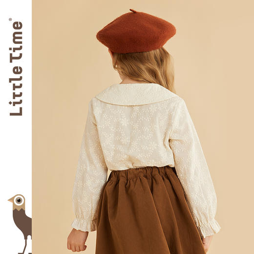 littletime童装女童绣花衬衫2023秋季新款法式翻领春秋款儿童衬衣 商品图2