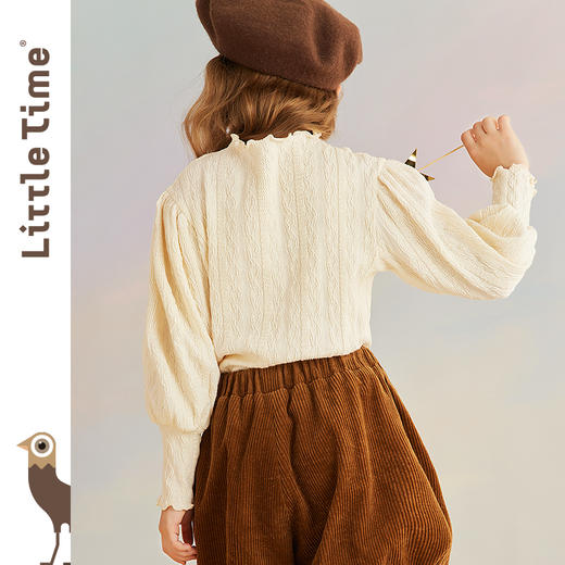 littletime女童长袖打底衫春秋季纯色新款韩版针织衫儿童t恤 商品图3