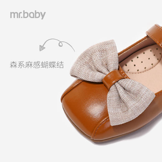 mrbaby女童皮鞋复古方头蝴蝶结单鞋2021秋季新款学院风儿童休闲鞋 商品图2