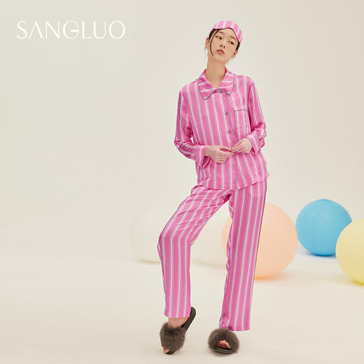条纹情侣睡衣居家套装男女礼物 商品图3