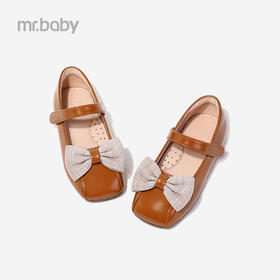mrbaby女童皮鞋复古方头蝴蝶结单鞋2021秋季新款学院风儿童休闲鞋