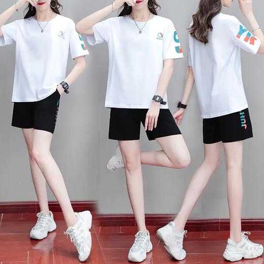 TR-CXJ8826 运动服套装女夏季薄款2021时尚宽松纯棉休闲装洋气减龄短袖两件套 商品图4