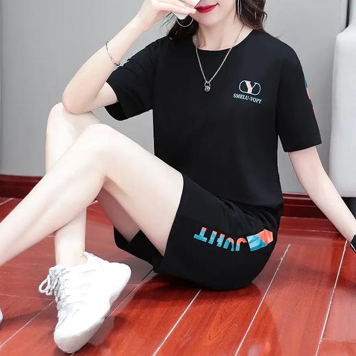 TR-CXJ8826 运动服套装女夏季薄款2021时尚宽松纯棉休闲装洋气减龄短袖两件套 商品图5