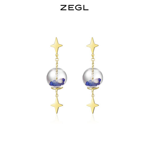 ZEGL设计师泡泡晶球耳环女夏个性小众星星耳坠耳钉925银针耳饰品 商品图1
