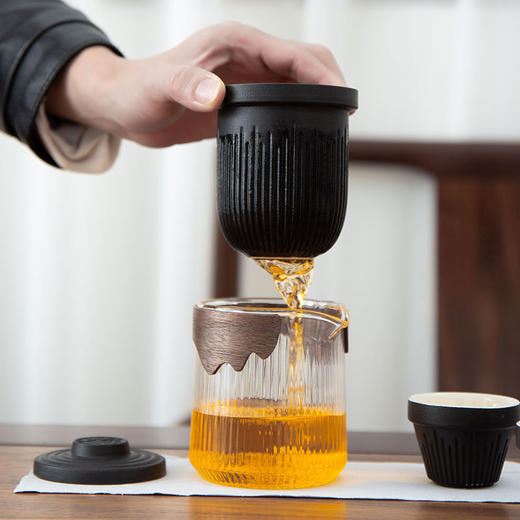 粗陶玻璃泡茶器一壶三杯快客旅行茶具小套装户外便携式 商品图2