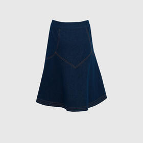 复古高腰A摆半裙