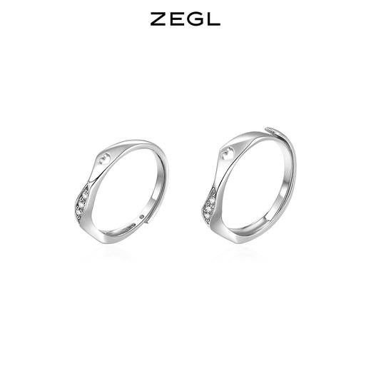 ZEGL925纯银不规则波浪戒指男女一对小众设计情侣对戒指环食指戒 商品图1