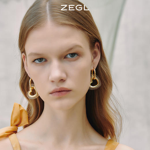 ZEGL设计师简约爱心耳圈耳环女复古个性耳扣耳钉心形耳坠网红耳饰 商品图4