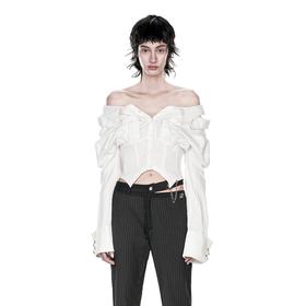 24ans Fishbone shirt white/black 鱼骨衬衣