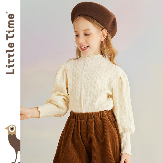 littletime女童长袖打底衫春秋季纯色新款韩版针织衫儿童t恤 商品图2