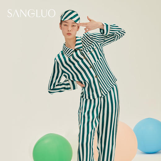 条纹情侣睡衣居家套装男女礼物 商品图1