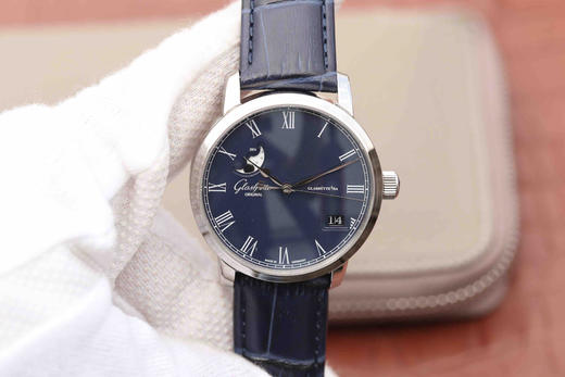 F格拉苏蒂原创议员大日历月相腕表100-04-32-12-04 。直径40mmx厚11mm。男士手表，皮表带，自动机械机芯，透底 商品图0