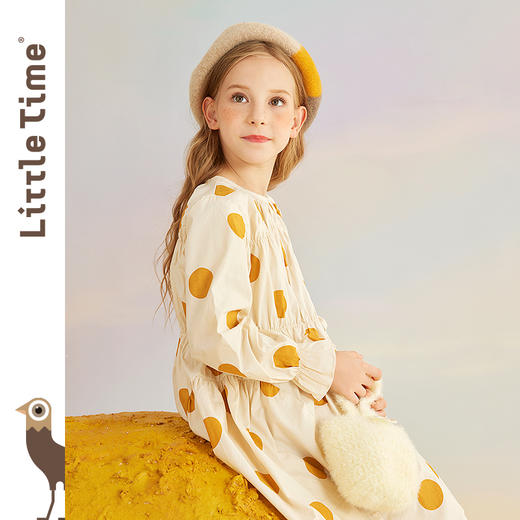 littletime女童连衣裙秋装新款韩版纯棉春秋长袖儿童波点裙子 商品图2