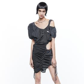 24ans Bubble sleeve pleated dress