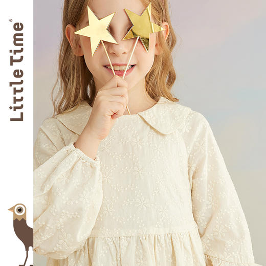 littletime女童绣花连衣裙秋装2021新款法式长袖春秋儿童公主裙子 商品图3