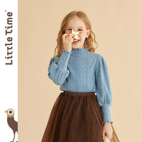 littletime女童长袖打底衫春秋季纯色新款韩版针织衫儿童t恤