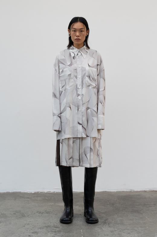 LOW CLASSIC  米白色印花百褶半裙 商品图4