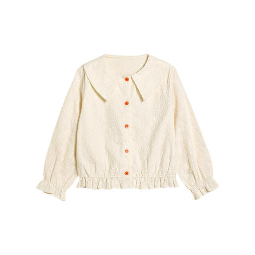 littletime童装女童绣花衬衫2023秋季新款法式翻领春秋款儿童衬衣 商品图4