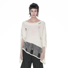 24ans 2021SS Off shoulder knitwear 黑/白 毛衣