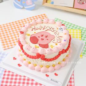 星之卡比裱花手绘蛋糕