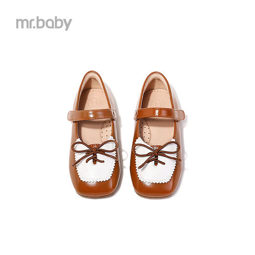 mrbaby女童皮鞋赫本拼接蝴蝶结休闲单鞋秋季新款小中童公主鞋 商品图2