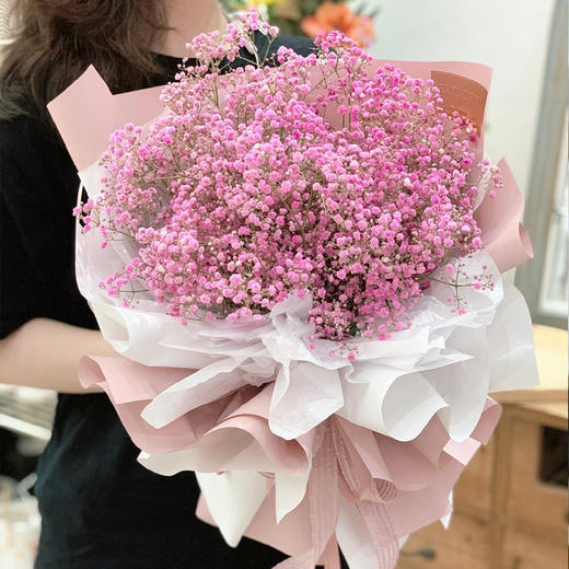 满天星花束 粉色蓝色白色满天星创意花束送女朋友老婆闺蜜生日圣诞节 绿韵花田鲜花店