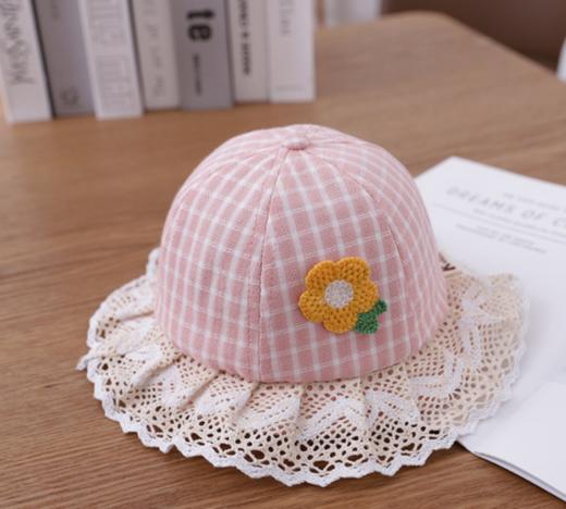 【母婴 】宝宝婴儿帽子春季薄款男童女童渔夫帽遮阳防晒花边格子太阳花盆帽 商品图5
