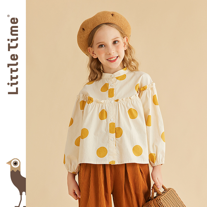 littletime女童衬衫秋季新款韩版春秋款长袖儿童纯棉衬衣上衣
