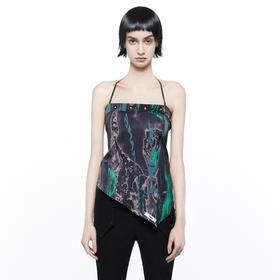 24ans silk printing kerchief 印花不对称吊带