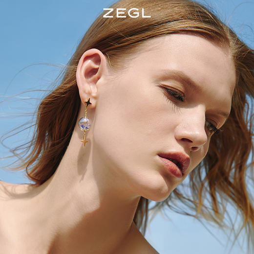 ZEGL设计师泡泡晶球耳环女夏个性小众星星耳坠耳钉925银针耳饰品 商品图0