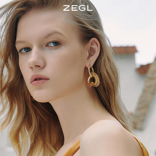 ZEGL设计师简约爱心耳圈耳环女复古个性耳扣耳钉心形耳坠网红耳饰 商品图2