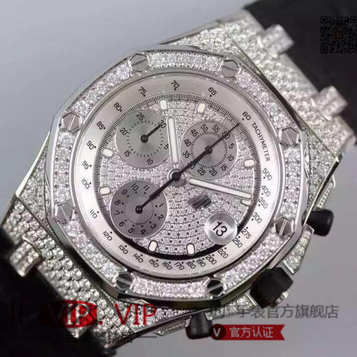 JF爱彼AP 皇家橡树系列26067，进口 开模3126机械机芯， 手工镶钻镶钻表盘，小表盘，夜光时标，泰国鳄鱼皮表带，自动上链机械机芯，计时功能 商品图0