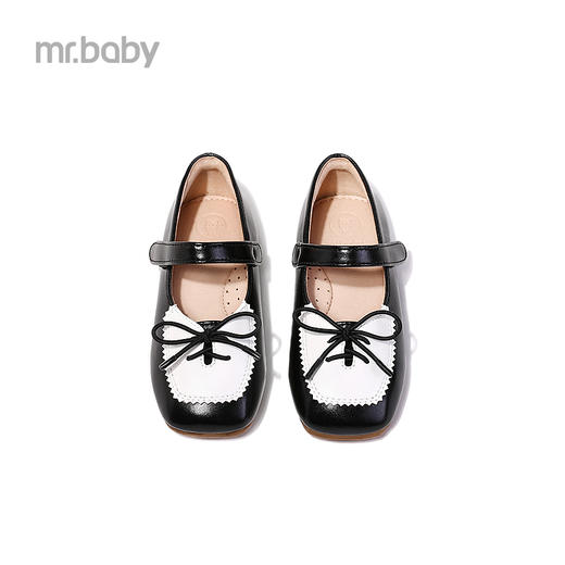 mrbaby女童皮鞋赫本拼接蝴蝶结休闲单鞋秋季新款小中童公主鞋 商品图1