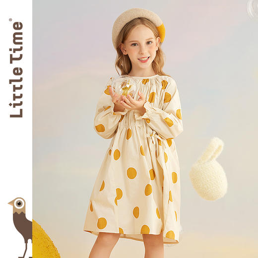 littletime女童连衣裙秋装新款韩版纯棉春秋长袖儿童波点裙子 商品图1